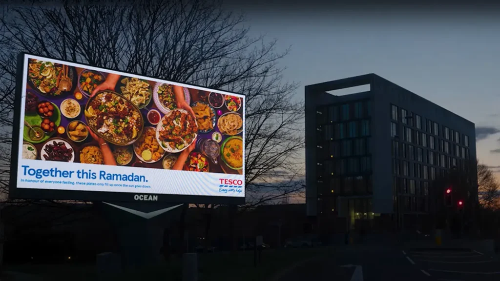 tesco ramadan ad night view of billboard