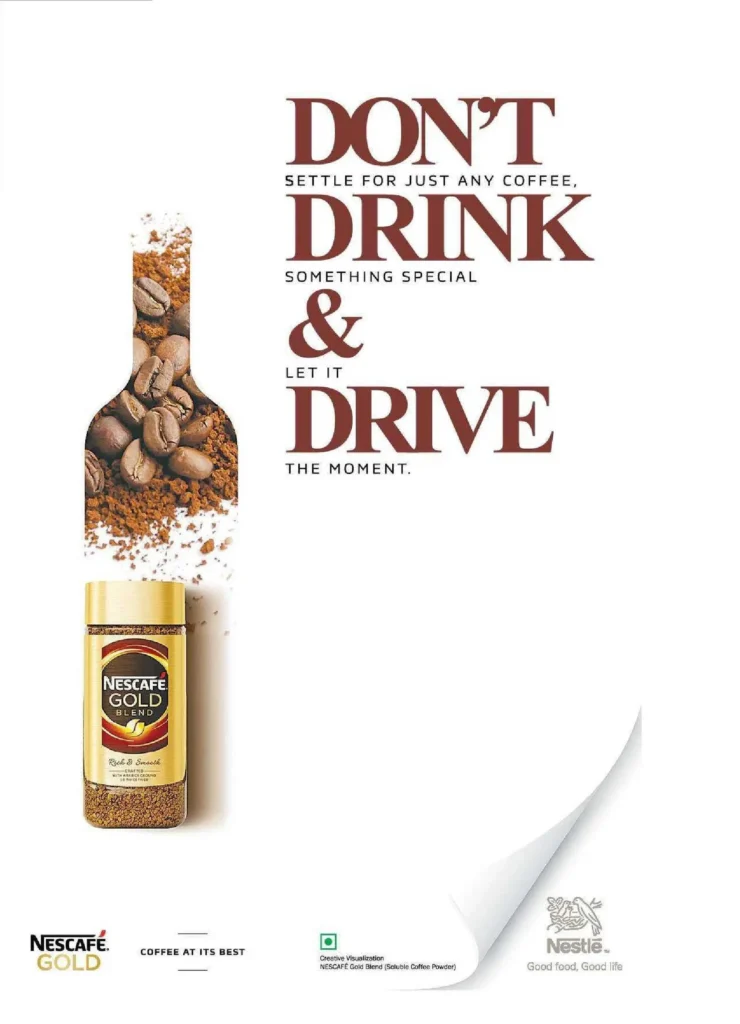 nescafe newspaper ad - don't drink and drive