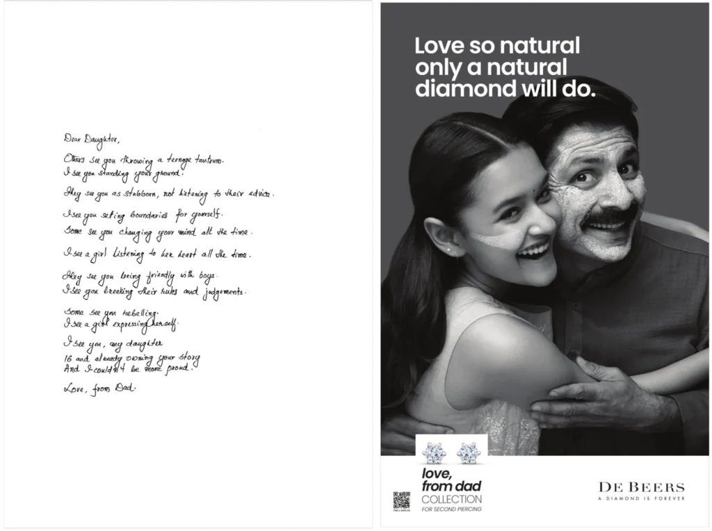de beers - love, from dad - for second piercing print campaign